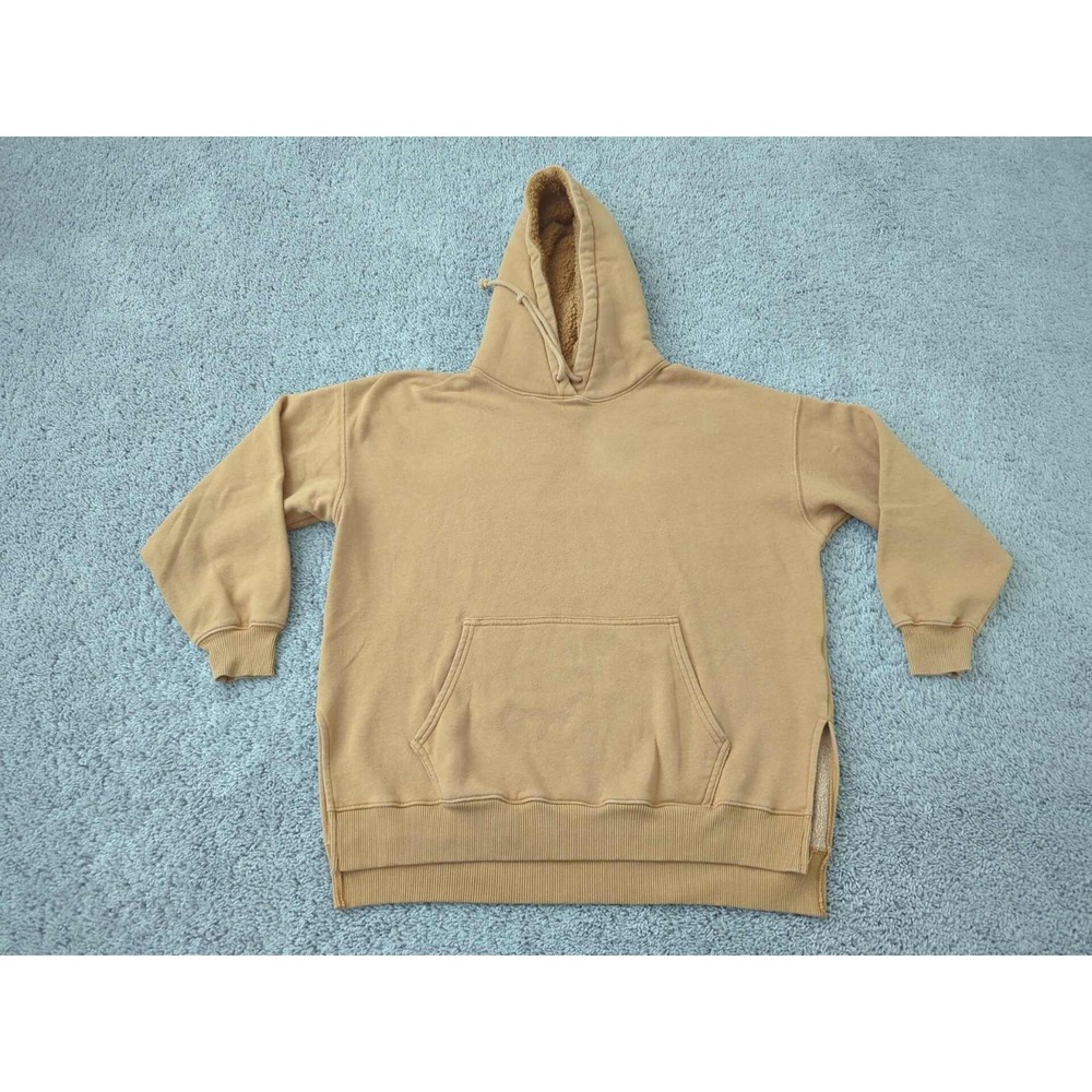 American Eagle Hoodie Womens XS Beige Pullover‎ Side Slit Jegging Fit Oversized